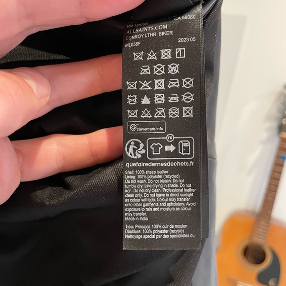 All Saints Quilted Leather Jacket - Black - Picture 7 of 7